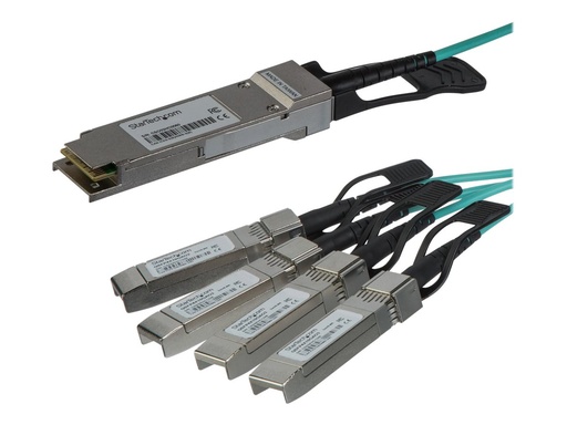 [QSFP4X10AO15] StarTech.com AOC Breakout Cable for Cisco QSFP-4X10G-AOC10M, 15m/49ft 40G 1x QSFP+ to 4x SFP+ AOC Cable, 40GbE / 40Gbps QSFP Plus Transceiver Module Active Optical Fiber, C9300, C3850 - Lifetime Warranty (QSFP4X10AO15)