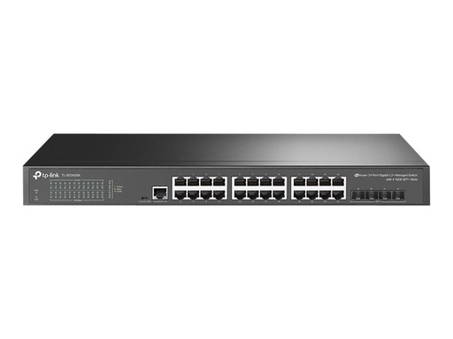 [SG3428X] TP-LINK JetStream 24-Port Gigabit L2+ Managed Switch mit 4 10GE SFP+ Slots - Managed - L2+/L3 - Gigabit Ethernet (10/100/1000) - Rack-Einbau - 1U