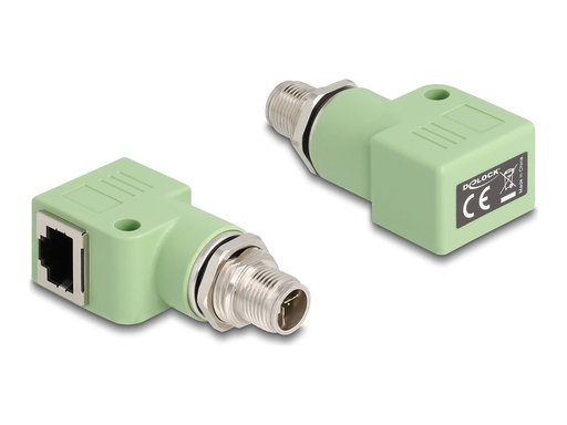 [60683] Delock Netzwerkadapter - 8 pin M12-X (M) mit Gewinde zu RJ-45 (W)