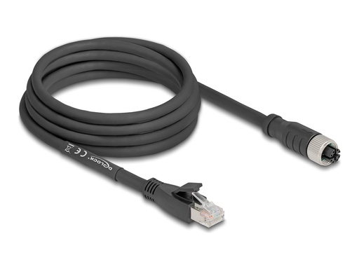 [80591] Delock Netzwerkkabel - 8 pin M12-X (W) zu RJ-45 (M)