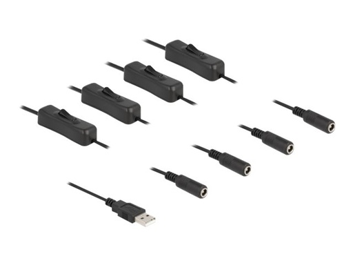 [86799] Delock Netz-Splitter - USB (M) zu Gleichstromstecker 5,5 x 2,1 mm (W)