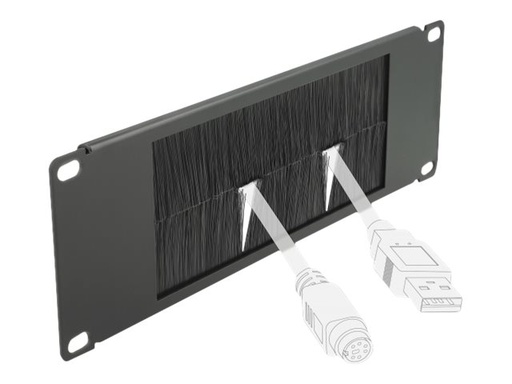[66481] Delock Cable Management Brush Strip - Kabelführungspanel mit Bürste - Schwarz - 2U - 25.4 cm (10")