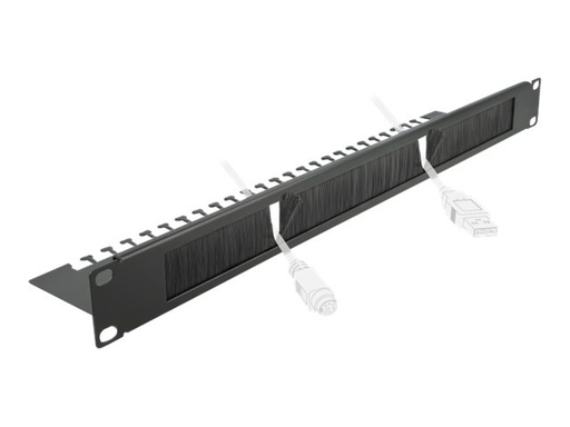 [66484] Delock Cable Management Brush Strip with Cable Support Plate - Kabelführungspanel mit Bürste - Schwarz - 1U - 48.3 cm (19")