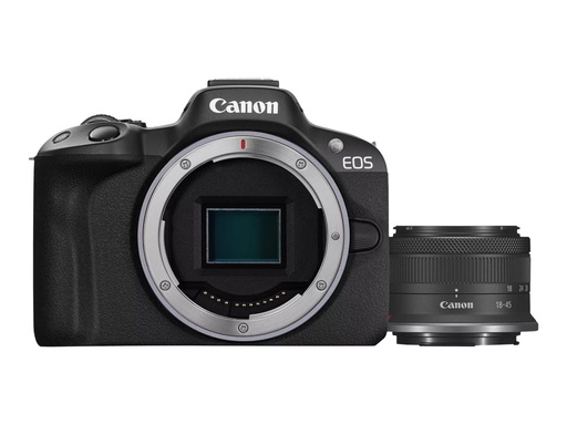 [5811C013] Canon EOS R50 - Schwarz + RF-S 18-45mm F4.5-6.3 IS STM Kit - 24,2 MP - 6000 x 4000 Pixel - CMOS - 4K Ultra HD - Touchscreen - Schwarz