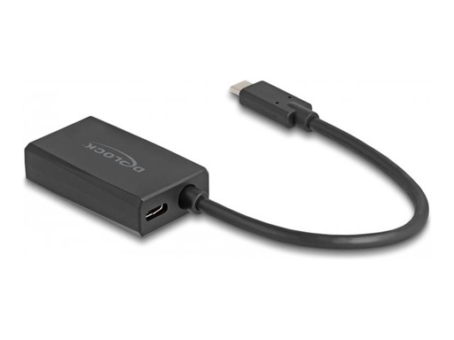 [61058] Delock Videoadapter - HDMI, USB-C weiblich zu USB-C männlich - 15 cm - Schwarz - USB-Stromversorgung (100 W)