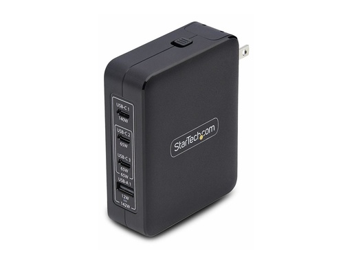 [3114GCU-WALL-CHARGER] StarTech.com Startech 140W USB-C Wall Charger, USB-C/USB-A, PD GaN Power Adapter - Netzteil - GaN-Technologie - 140 Watt - 5 A - Power Delivery 3.1 - 4 Ausgabeanschlussstellen (USB, 3 x USB-C)