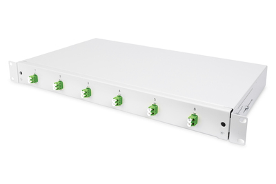 [DN-96330/9APC] DIGITUS LWL-Spleißbox, 1HE, bestückt, 6x LC-APC DX, OS2