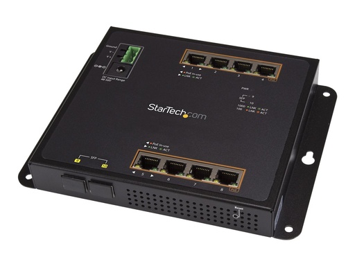 [IES101GP2SFW] StarTech.com 8 Port PoE+ Gigabit Ethernet Switch plus 2 SFP Ports - Industrieller Managed Gigabit Switch - Wandmontage mit Front Zugriff - Switch - managed - 8 x 10/100/1000 (PoE+)
