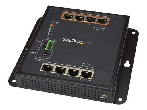 [IES81GPOEW] StarTech.com Startech 8 Port POE Managed Ethernet Switch - 30W per PoE+ Port - Industrieller managed Wandmontage Netzwerk Switch - Switch - managed - 4 x 10/100/1000 + 4 x 10/100/1000 (PoE+)