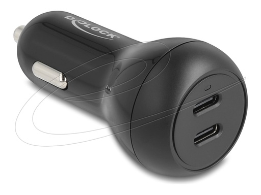 [64330] Delock Auto-Netzteil - 40 Watt - 3 A - PD 3.0 - 2 Ausgabeanschlussstellen (24 pin USB-C)