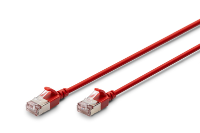 [DK-1632-A-003S-R] DIGITUS CAT 6A F-FTP Slim Patchkabel,  0,3m, Rot