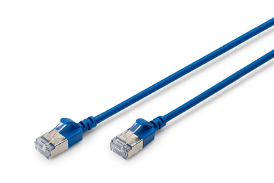 [DK-1632-A-005S-B] DIGITUS CAT 6A F-FTP Slim Patchkabel, 0,5m, Blau