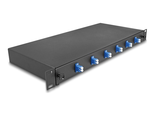 [66997] Delock Glasfaserkabelkiste - OS2, komplett montiert - Vorderseite - Rack montierbar - LC Duplex x 6 - Schwarz - 1U - 48.3 cm (19")