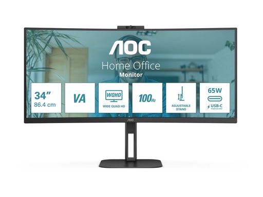 [CU34V5CW/BK] AOC Value-line CU34V5CW/BK - V5 series - LED-Monitor - gebogen - 86.4 cm (34")
