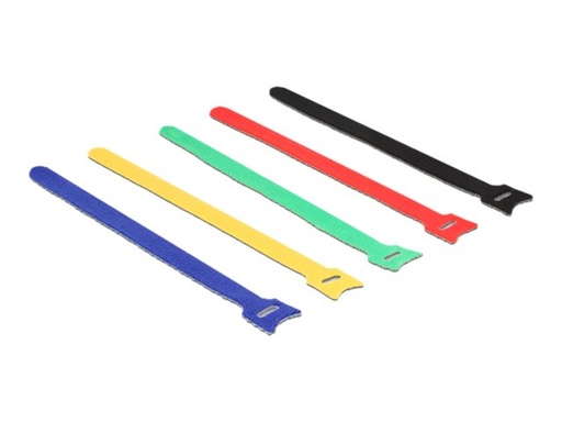 [18636] Delock farbig - Klettverschluss - 24 cm - Schwarz, Blau, Gelb, Rot, grün (Packung mit 10)
