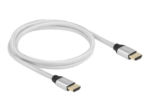 [85366] Delock Ultra High Speed - HDMI-Kabel - HDMI männlich zu HDMI männlich - 1 m - Dreifachisolierung - Silber - hauchvergoldete Kontakte, unterstützt 8K 60 Hz (7680 x 4320)