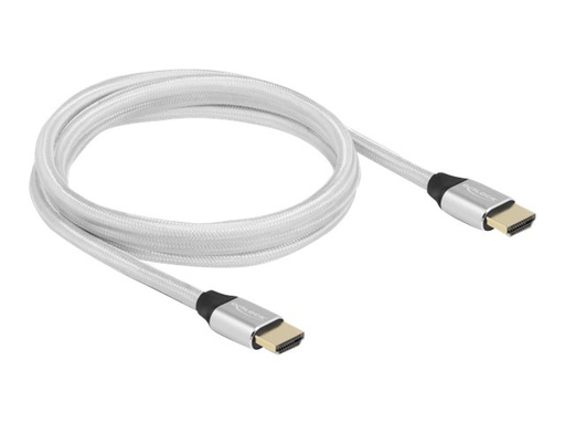 [85367] Delock Ultra High Speed - HDMI-Kabel - HDMI männlich zu HDMI männlich - 2 m - Dreifachisolierung - Silber - hauchvergoldete Kontakte, unterstützt 8K 60 Hz (7680 x 4320)