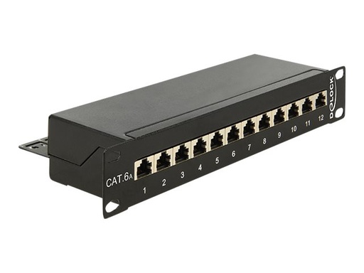 [43310] Delock Patch Panel - CAT 6a - RJ-45 X 12 - Jet Black, RAL 9005 - 1U - 25.4 cm (10")