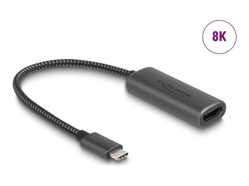 [64229] Delock Videoadapter - 24 pin USB-C männlich zu HDMI weiblich - 20 cm - Grau - unterstützt 8K 30 Hz (7680 x 4320)