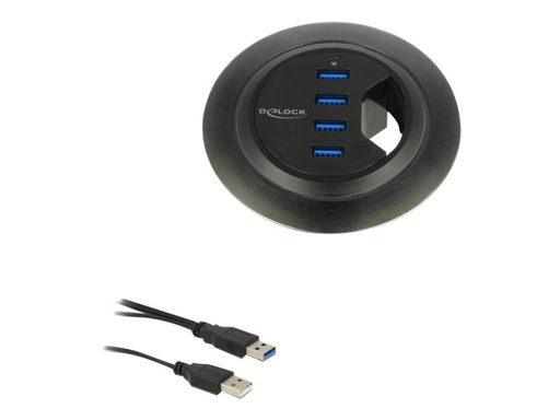 [62868] Delock In-Desk Hub - Hub - 4 x SuperSpeed USB 3.0