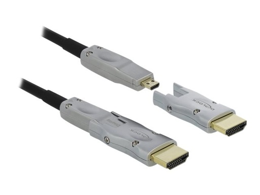 [85880] Delock HDMI-Kabel - 19 pin micro HDMI Type D männlich zu 19 pin micro HDMI Type D männlich - 10 m - Schwarz - 4K Unterstützung, Active Optical Cable (AOC)