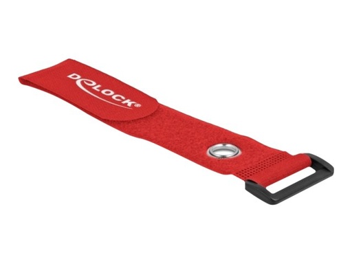 [19550] Delock Klettverschluss-Cinchkabelbinder - 28 cm - Rot (Packung mit 3)