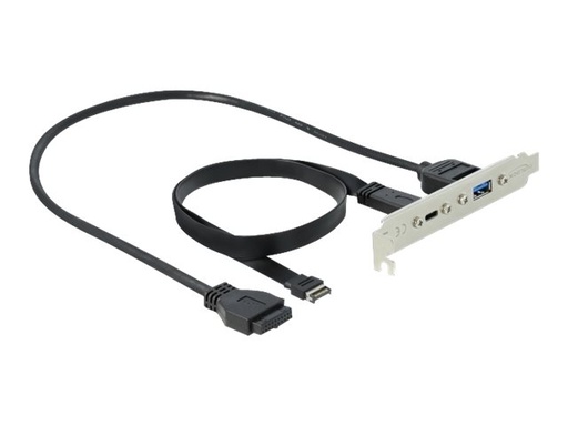 [89934] Delock Slot bracket - USB-Konsole - 19-poliger USB 3.0 Kopf, 20-poliger USB 3.1 Header zu USB Typ A, 24 pin USB-C (W)