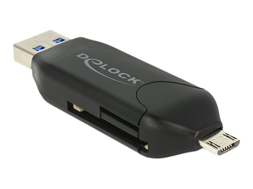 [91734] Delock Micro USB OTG Card Reader + USB 3.0 A male - Kartenleser (MS, MMC, SD, microSD, SDHC, SDXC)