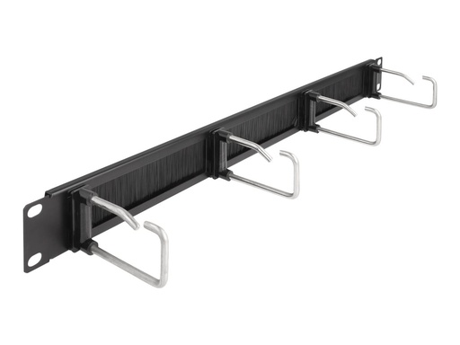 [66920] Delock Kabelführungspanel mit Bürste - mit 4 Metallhaken - Schwarz - 1U - 48.3 cm (19")