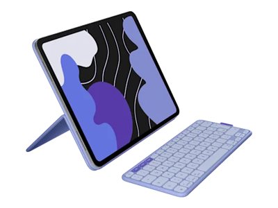 [920-013828] Logitech Flip Folio - Tastatur und Foliohülle - full size - kabellos - Bluetooth 5.1 LE - QWERTZ - Deutsch - fliederfarben  - für Apple 13-inch iPad Air (M2, M3)