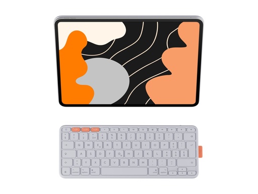 [920-013833] Logitech Flip Folio - Tastatur und Foliohülle - full size - kabellos - Bluetooth - QWERTZ - Schweizerisch - Pale Gray - für Apple 13-inch iPad Air (M2, M3)