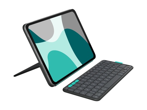 [920-013397] Logitech Flip Folio - Tastatur und Foliohülle - full size - kabellos - Bluetooth 5.1 LE - QWERTZ - Deutsch - Graphite - für Apple 10.9-inch iPad Air (5th generation)