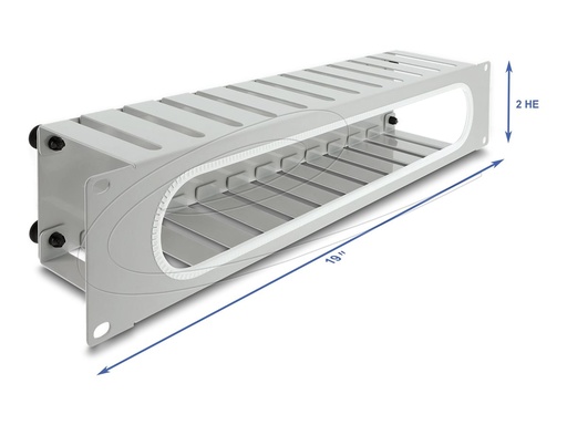[67280] Delock Verlegetafel für Rack-Kabelmanagement - with opening and edge protection - Grau, RAL 7035 - 2U - 48.3 cm (19")