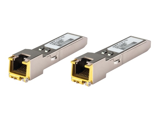 [2A-143G] ATEN SFP (Mini-GBIC)-Transceiver-Modul - 1GbE - über CAT 5e/6/6a - 1000Base-T, 100Base-TX, 10Base-T - RJ-45 - bis zu 100 m (Packung mit 2)