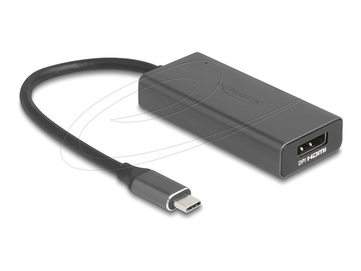 [64316] Delock Adapterkabel - HDMI / DisplayPort Kombi weiblich zu 24 pin USB-C männlich - 15 cm - Grau - 8K120Hz (7680 x 4320)