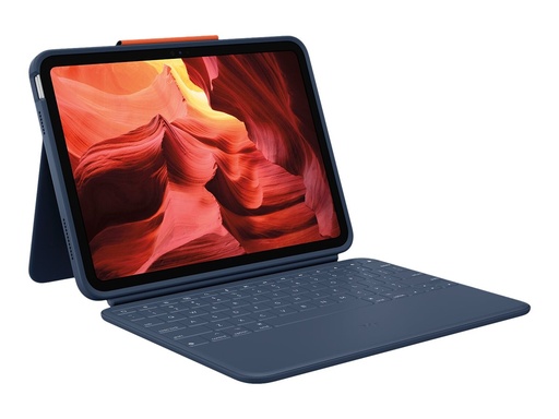 [920-011196] Logitech Rugged Combo 4 - Tastatur und Foliohülle - Apple Smart connector - QWERTY - Pan Nordisch - Classic Blue - für Apple 10.9-inch iPad (10. Generation)