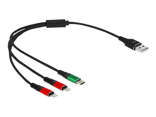 [87881] Delock 3 in 1 - Kabel nur zum Laden - USB männlich zu 24 pin USB-C, 2 x Apple-Beleuchtung männlich