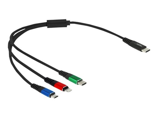 [86820] Delock 3 in 1 - Kabel nur zum Laden - 24 pin USB-C männlich zu Micro-USB Typ B, Lightning, 24 pin USB-C männlich