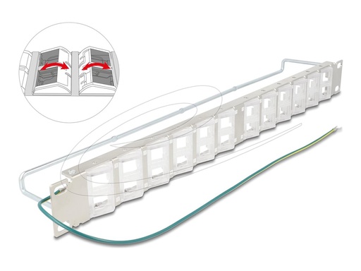 [67066] Delock Patchpanel (Blindblech) - neigbare Steckdosen, mit Zugentlastung - Rack montierbar - Silber - 1U - 48.3 cm (19")