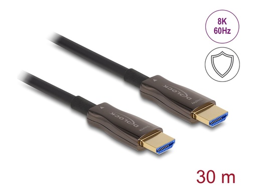 [86031] Delock High Speed - HDMI-Kabel - HDMI männlich zu HDMI männlich - 30 m - Hybrid Kupfer/Kohlefaser - Schwarz - Active Optical Cable (AOC)