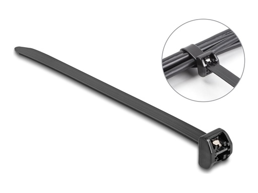 [19726] Delock Kabelbinder - mit Metalllasche - 20.3 cm - Schwarz (Packung mit 10)