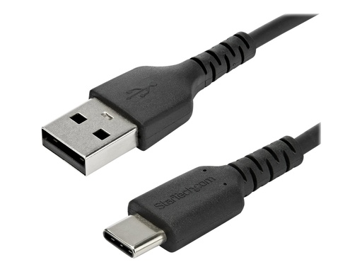 [RUSB2AC1MB] StarTech.com StarTech 1m USB-A auf USB-C Ladekabel - Dauerhaftes USB 2.0 auf USB Typ-C Datenübertragungs- und Schnellladekabel - Robuster TPE-Mantel Aramidfaser, M/M, 3A - Schwarz (RUSB2AC1MB)