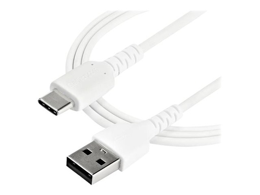 [RUSB2AC1MW] StarTech.com StarTech 1m USB A to USB C Charging Cable, Durable Fast Charge & Sync USB 2.0 to USB Type C Data Cord, Rugged TPE Jacket Aramid Fiber M/M 3A White, Samsung S10, S20, iPad Pro, Pixel - Heavy Duty and Rugged - USB-Kabel - USB (M)