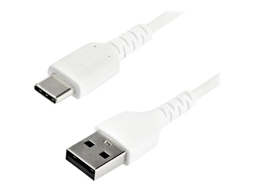 [RUSB2AC2MW] StarTech.com StarTech 2m USB A to USB C Charging Cable, Durable Fast Charge & Sync USB 2.0 to USB Type C Data Cord, Rugged TPE Jacket Aramid Fiber M/M 3A White, Samsung S10, S20, iPad Pro, Pixel - Heavy Duty and Rugged - USB-Kabel - USB (M)