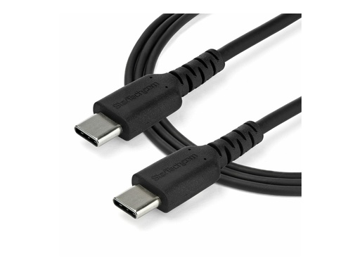 [RUSB2CC1MB] StarTech.com StarTech 1m USB-C Ladekabel - Langlebiges USB 2.0 Typ C zu USB C Datenübertragungs-/Schnellladekabel - TPE Mantel Aramidfaser M/M 60W Schwarz - Samsung S10 S20 iPad Pro MS Surface (RUSB2AC1MB)
