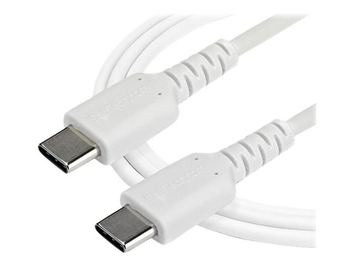 [RUSB2CC2MW] StarTech.com 2m USB-C Ladekabel - Langlebiges USB 2.0 Typ C zu USB C Datenübertragungs-/Schnellladekabel - TPE Mantel Aramidfaser M/M 60W Weiß - Samsung S10 S20 iPad Pro MS Surface (RUSB2AC2MW)