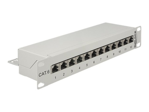 [43299] Delock Patch Panel - CAT 6 - RJ-45 X 12 - Hellgrau - 1U - 25.4 cm (10")