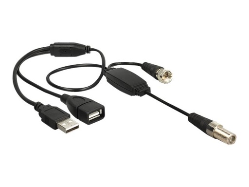 [13006] Delock Antennenkabel - F-Stecker männlich zu F-Stecker, USB (nur Strom)