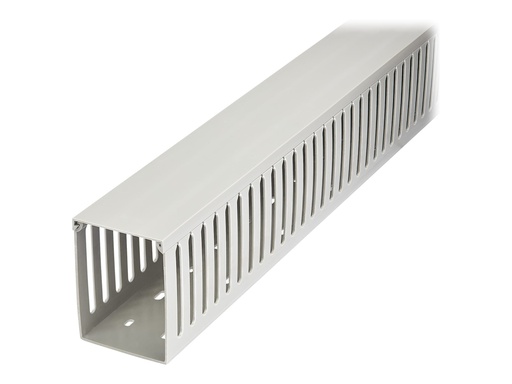 [CBMWD75100] StarTech.com Open Slot Cable Management Raceway with Cover, 3"(75mm)W x 3-7/8"(10cm)H, 6.5ft(2m) length, 1/4"(8mm) Slots, PVC Network Cord Hider/Wall Wire Duct, Max 240 Cables, UL Listed - UL94 V0, M1 Fire Rated (CBMWD75100)