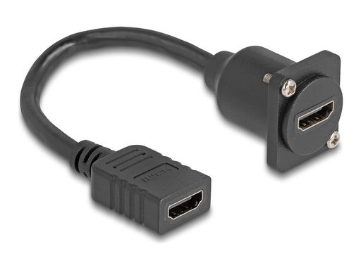 [87982] Delock HDMI-Verlängerungskabel - HDMI weiblich zu HDMI weiblich schraubbar - 20 cm - Schwarz - unterstützt 4K 60 Hz (3840 x 2160)